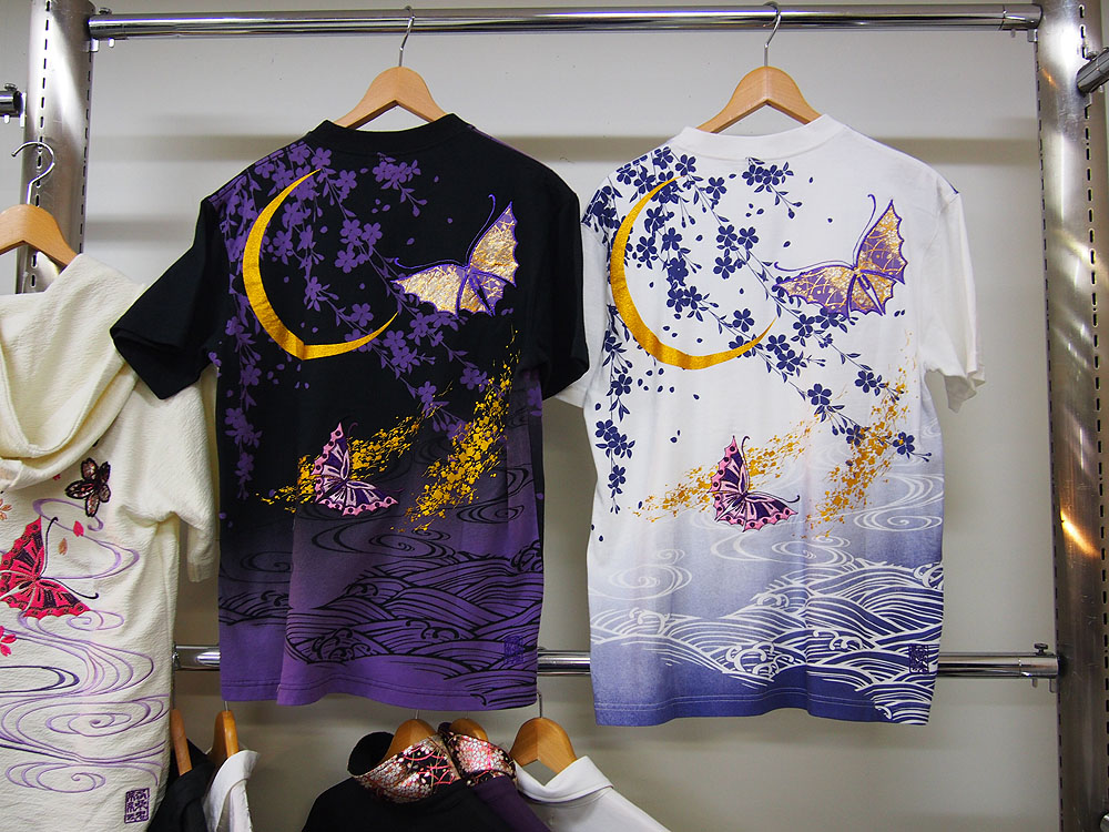 夜紫蝶刺繍 和柄ポロシャツ