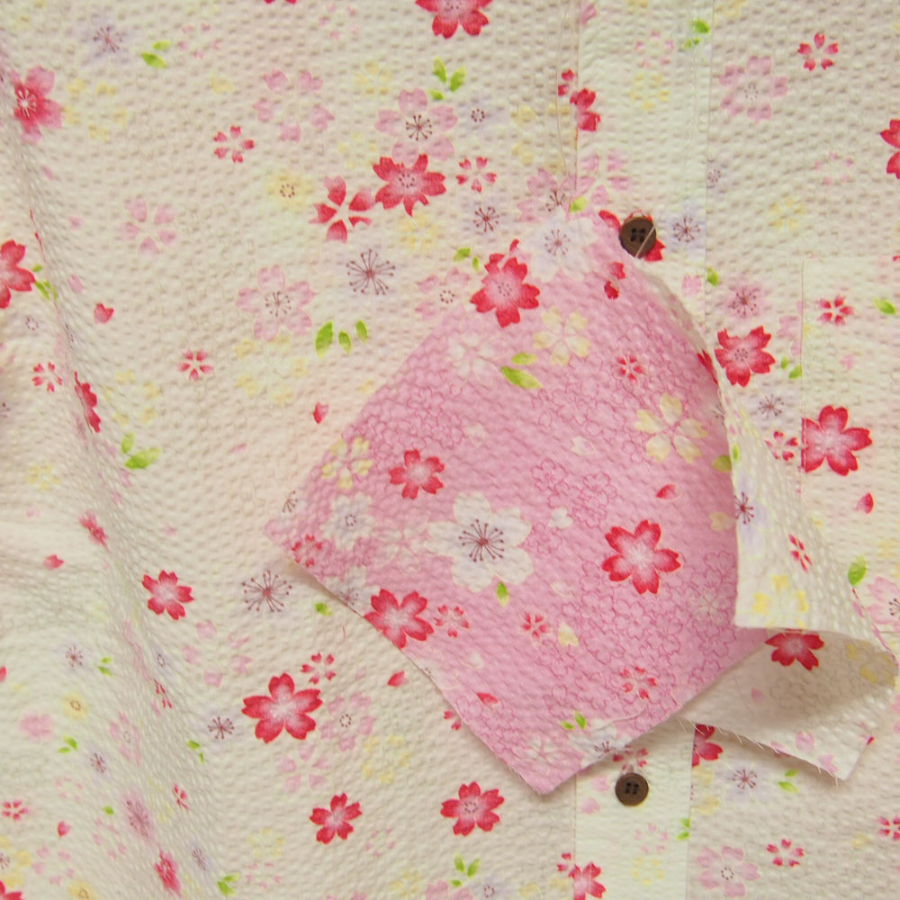 衣櫻 SA-1132 カスレ桜 和柄半袖シャツ